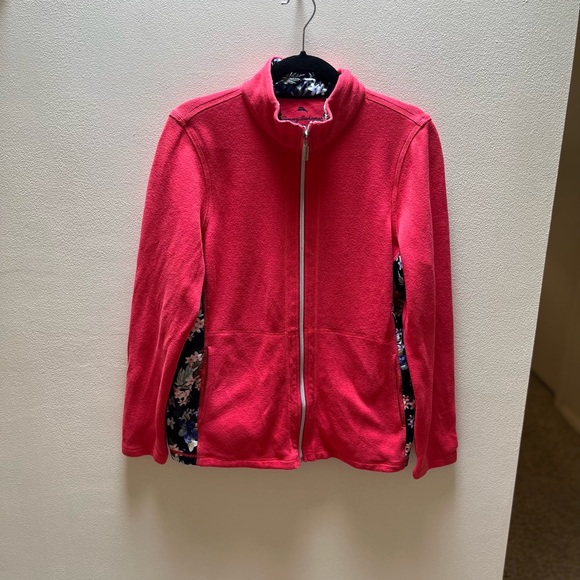Tommy Bahama Coral Aruba Full Zip Stretch Jacket Tropical Hibiscus - Picture 1 of 4